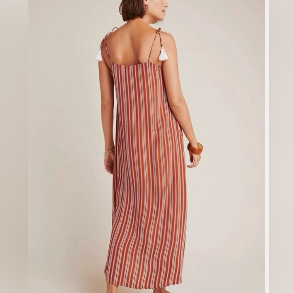 Faithful the Brand x Anthropologie arietta brown stripped long dress -NWOT size4 - Picture 2 of 7